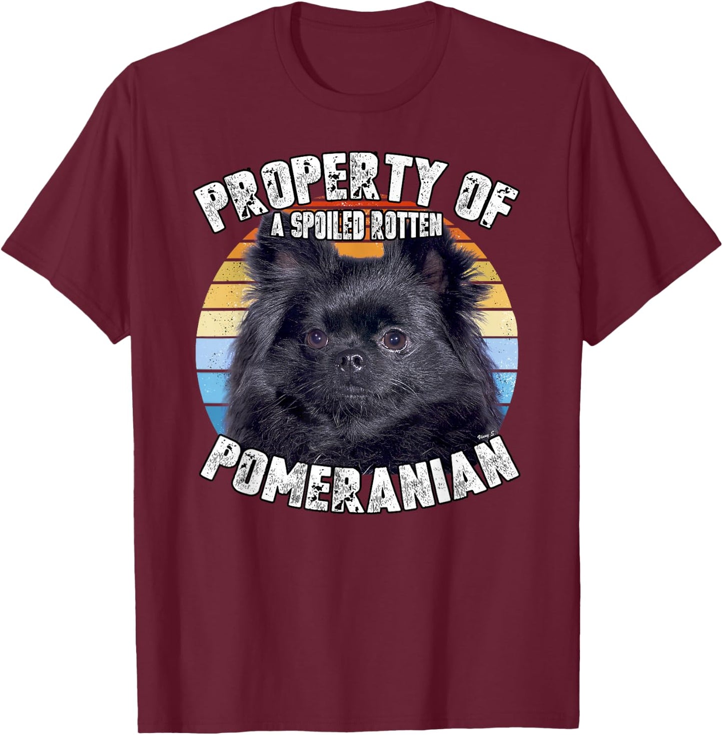 Pomeranian Black Property Of T-Shirt - T-Shirt | Maroon