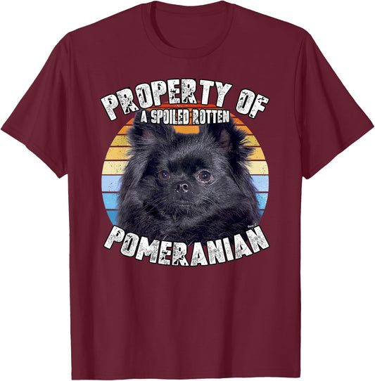 Pomeranian Black Property Of T-Shirt - T-Shirt | Maroon