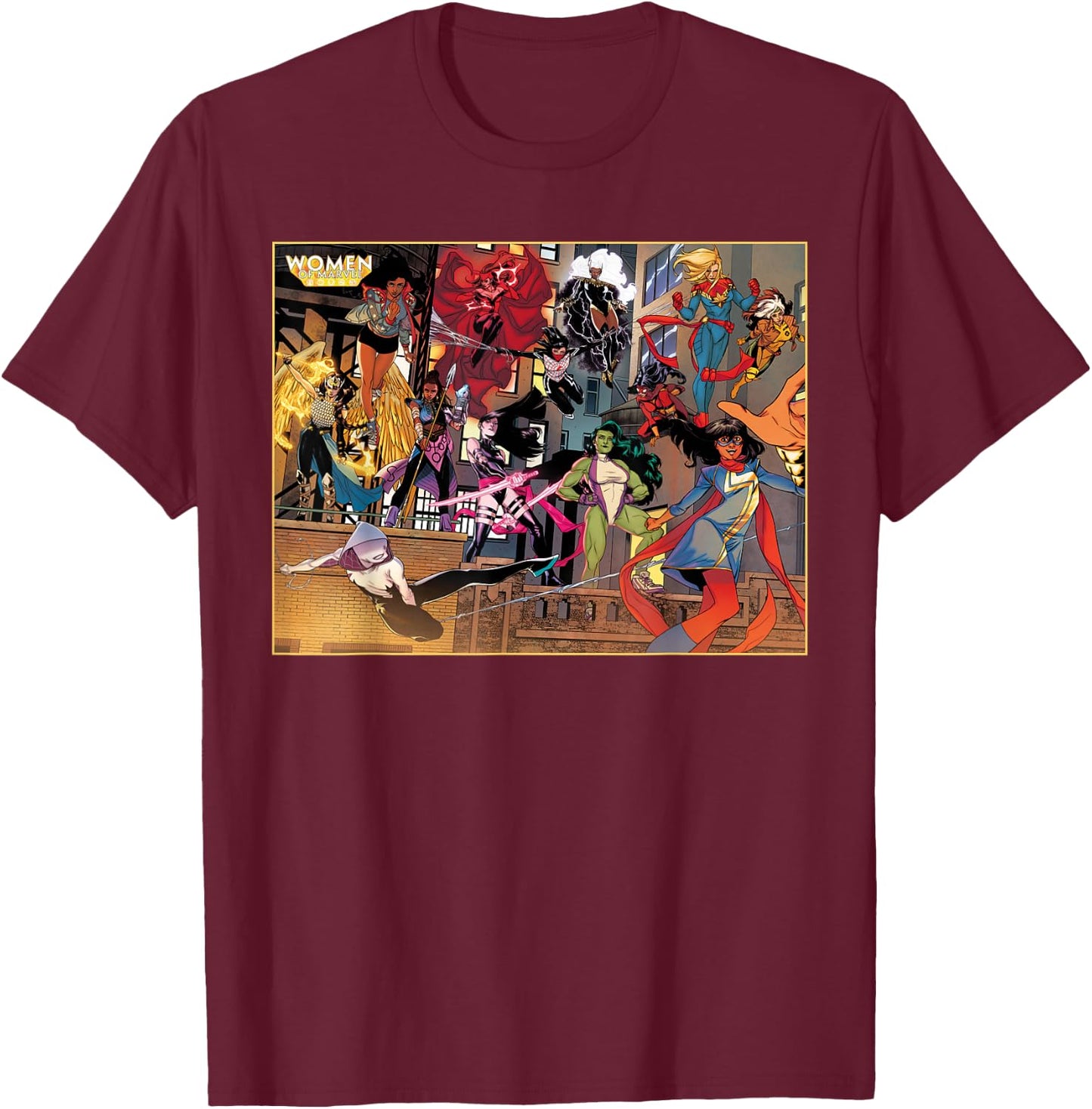 Marvel Women of Marvel Ms Marvel Ghost Spider She-Hulk T-Shirt - T-Shirt | Maroon