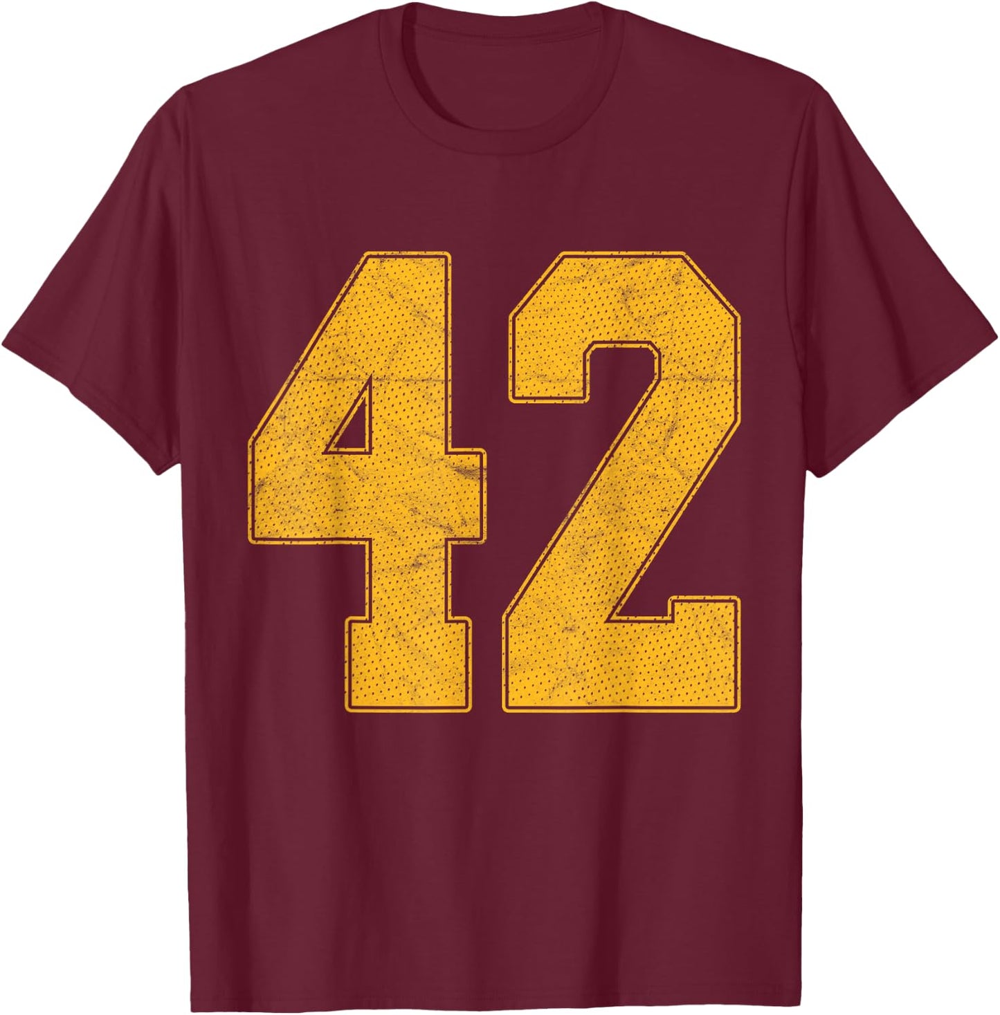 Number 42 Numbered Uniform Sports Team Jersey 42nd Birthday T-Shirt - T-Shirt | Maroon