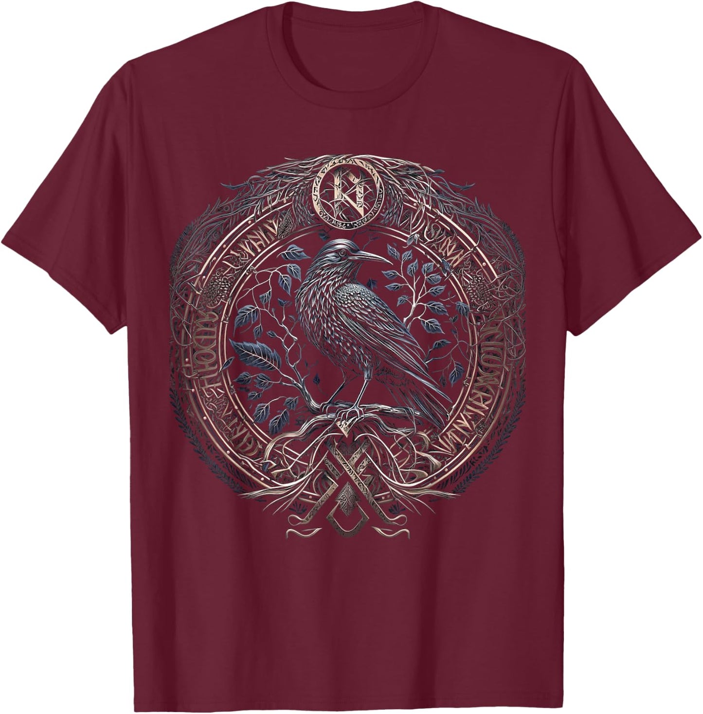 Odin's Raven Northman Valhalla Norse Mythology T-Shirt - T-Shirt | Maroon