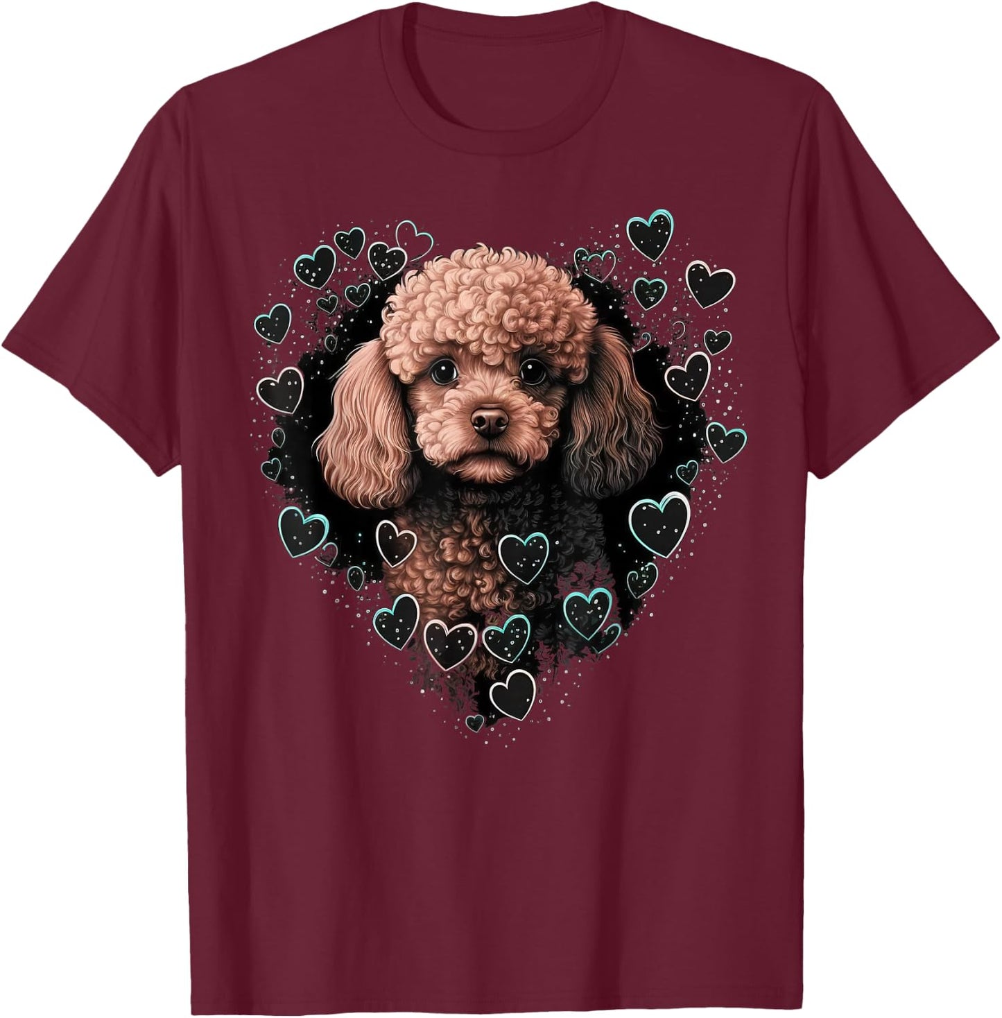 Toy Poodle Love Heart for Valentines Day on Poodle Lover T-Shirt - T-Shirt | Maroon