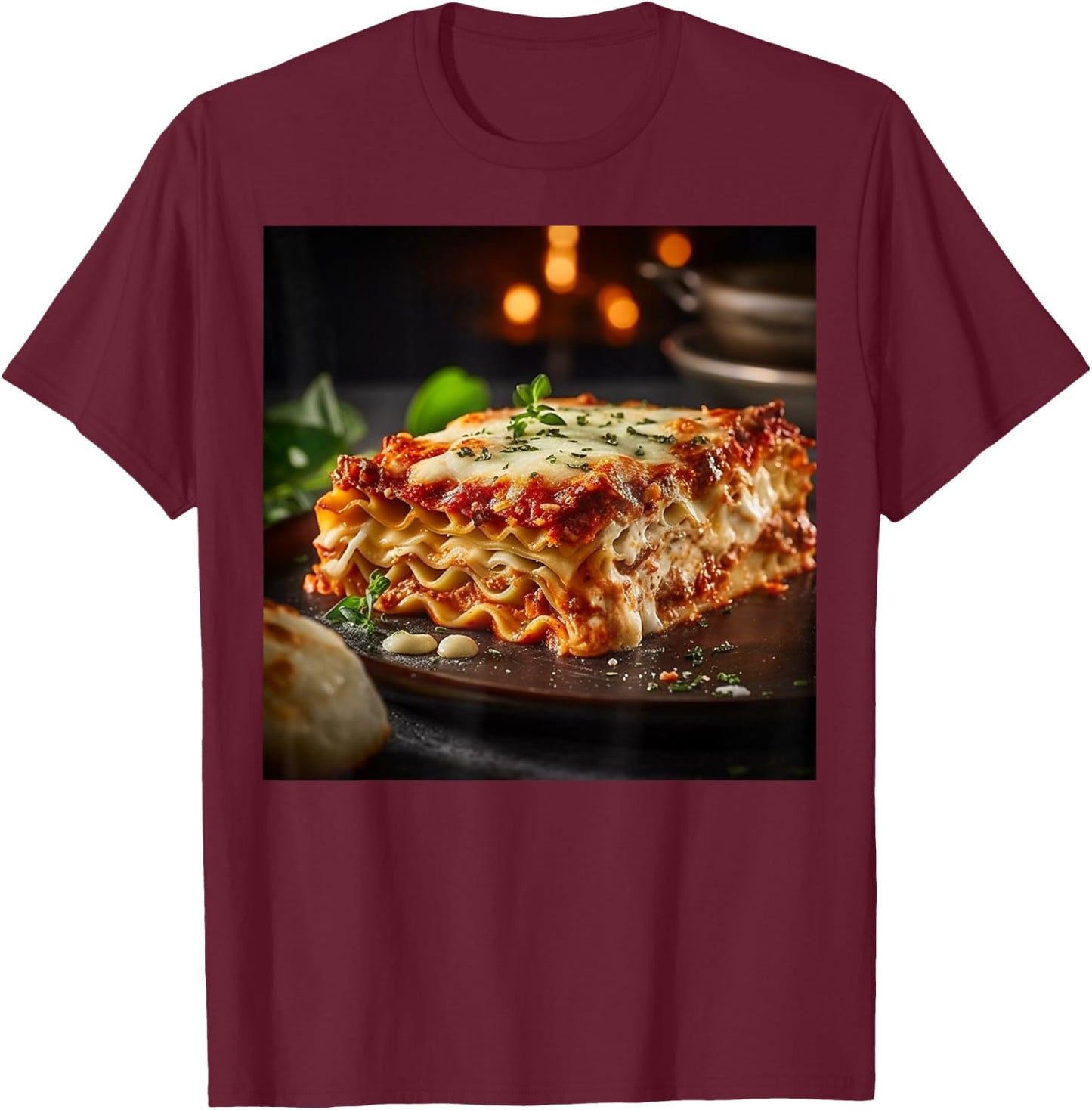 Epic Lasagna Slice Graphic For Italian Food Fans T-Shirt - T-Shirt | Maroon