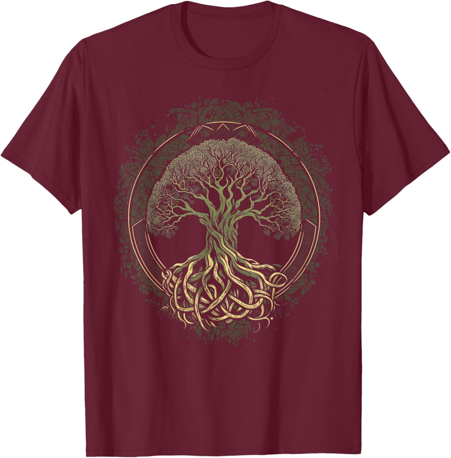 Tree of Life Viking Midgard Thor Walhalla T-Shirt - T-Shirt | Maroon