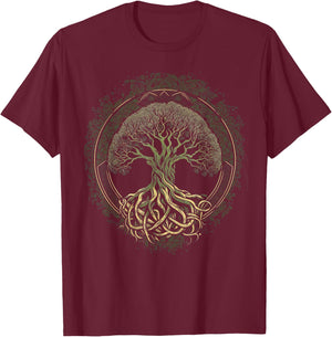 Tree of Life Viking Midgard Thor Walhalla T-Shirt - T-Shirt | Maroon
