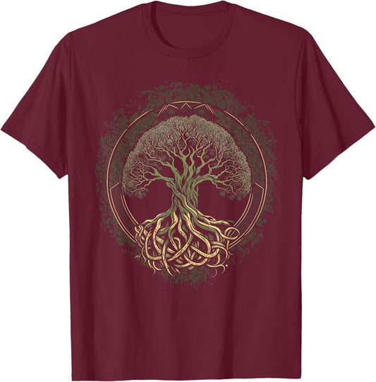 Tree of Life Viking Midgard Thor Walhalla T-Shirt - T-Shirt | Maroon