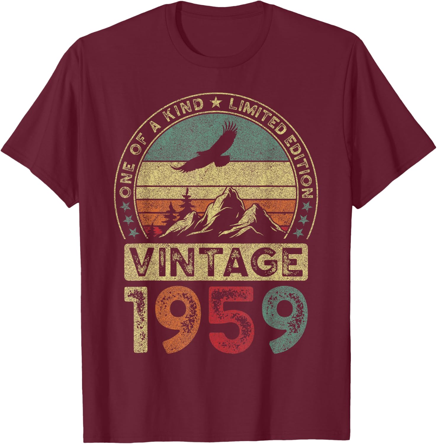 Vintage 1959 Limited Edition 66th Birthday 66 Years T-Shirt - T-Shirt | Maroon
