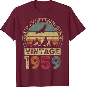 Vintage 1959 Limited Edition 66th Birthday 66 Years T-Shirt - T-Shirt | Maroon