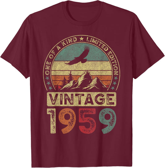 Vintage 1959 Limited Edition 66th Birthday 66 Years T-Shirt - T-Shirt | Maroon