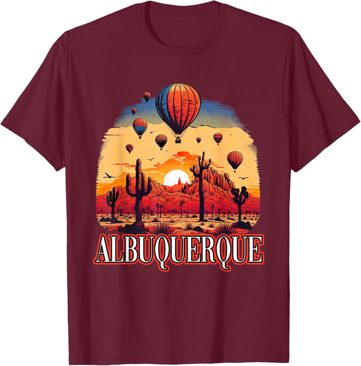 Albuquerque Balloon New Mexico Hot Air Balloon T-Shirt - T-Shirt | Maroon