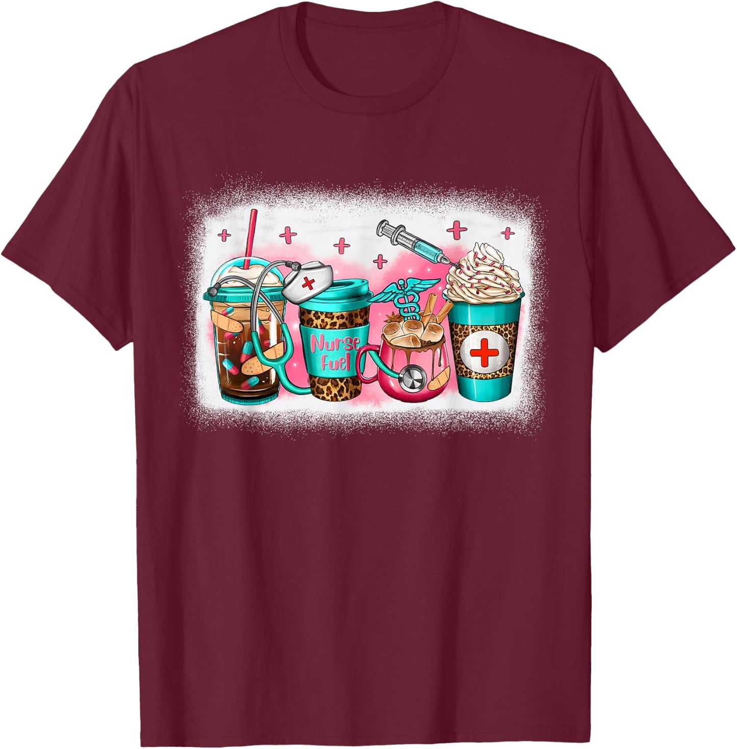 Women Nurse Fuel Coffee Cups, Funny Nurse Life RN Nursing T-Shirt - T-Shirt | Maroon