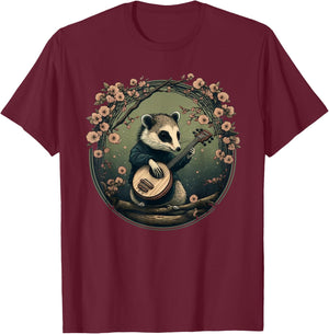Funny Opossum Possum Playing the Banjo T-Shirt - T-Shirt | Maroon