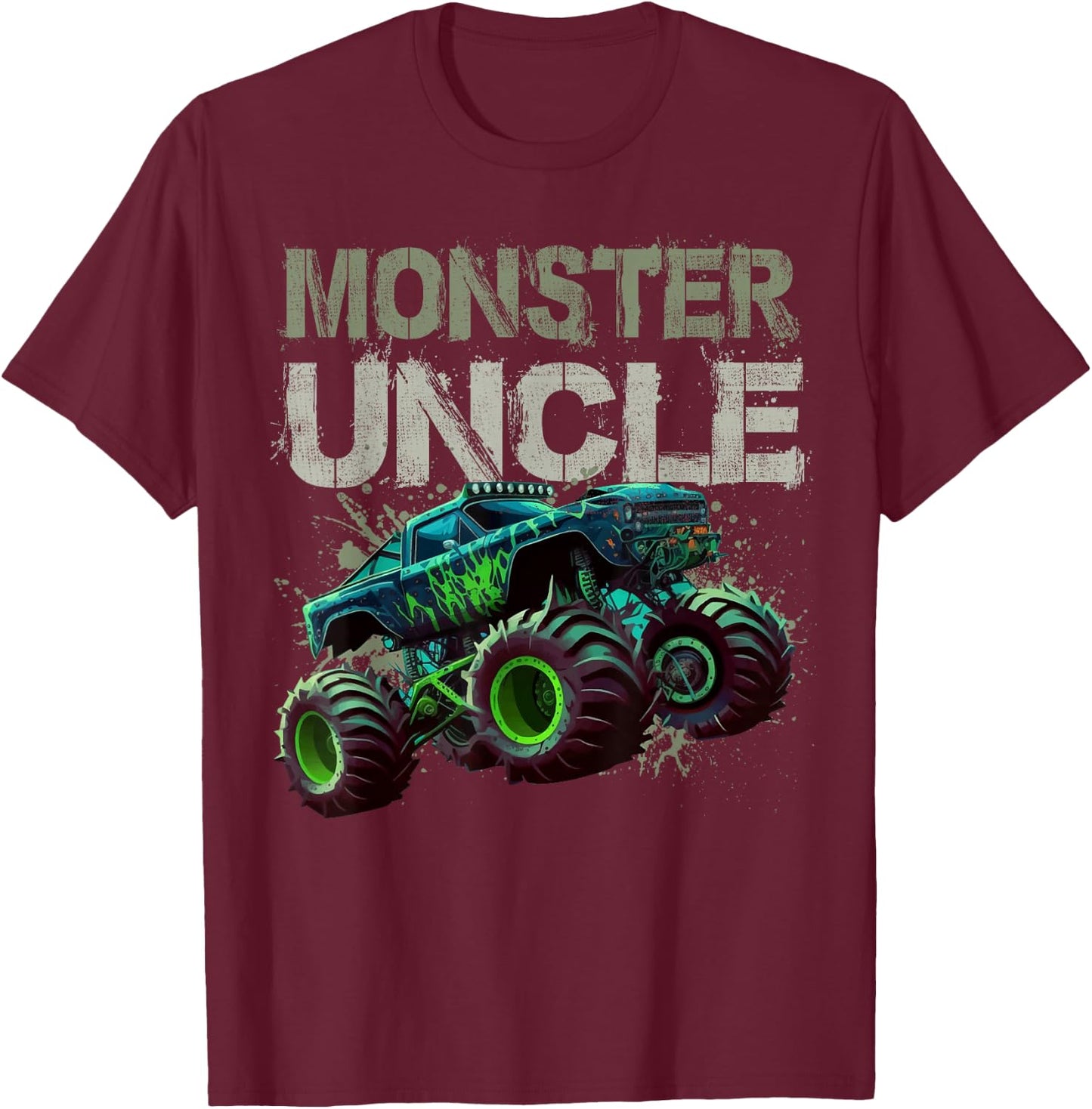 Monster Truck Uncle Family Matching Monster Truck Lovers T-Shirt - T-Shirt | Maroon