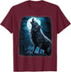 Wolf howling at the Moon Fantasy Art Wildlife T-Shirt - T-Shirt | Maroon