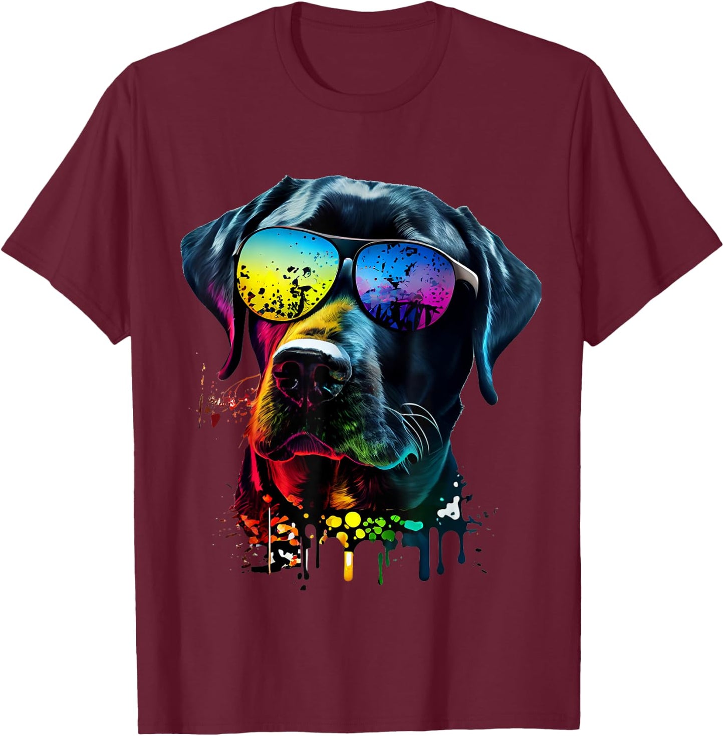 Labrador retriever walking dog fans sunglasses dogs T-Shirt - T-Shirt | Maroon
