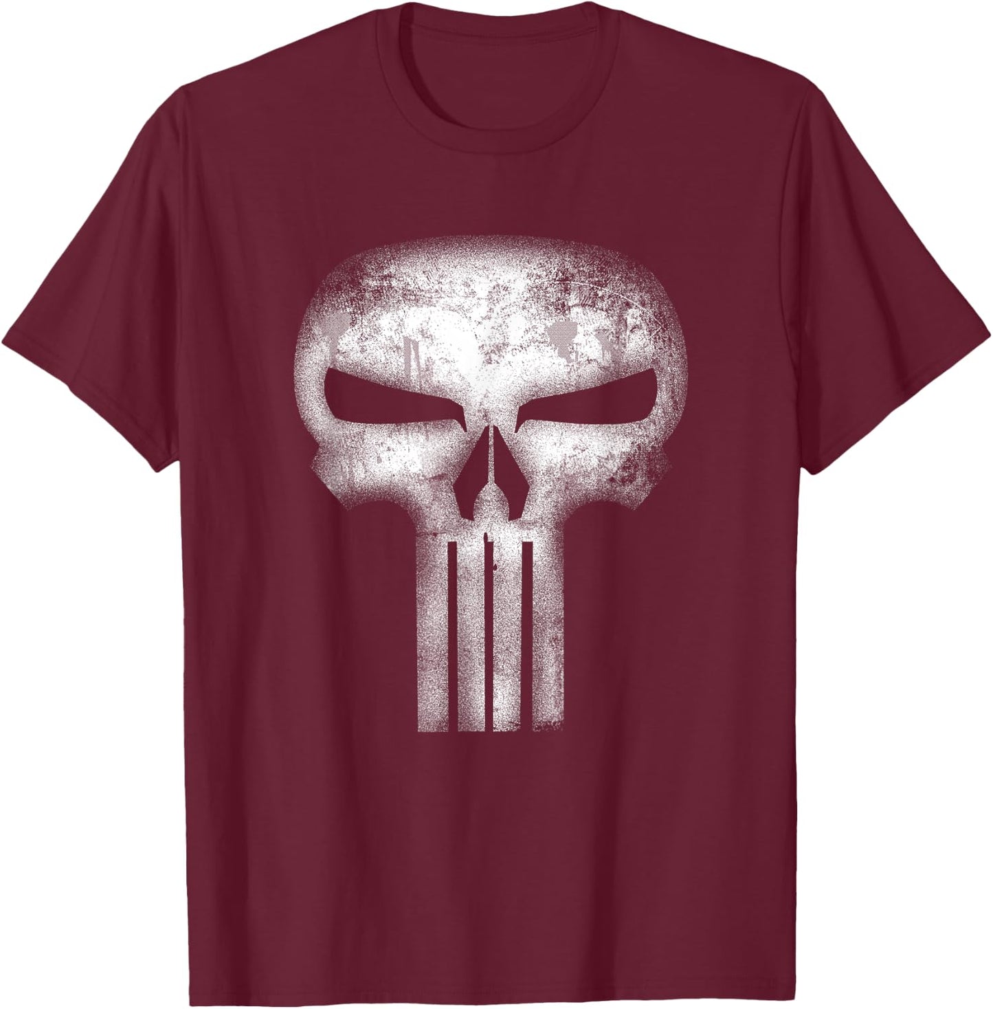 Marvel Comics Retro Classic The Punisher White Skull Logo T-Shirt - T-Shirt | Maroon