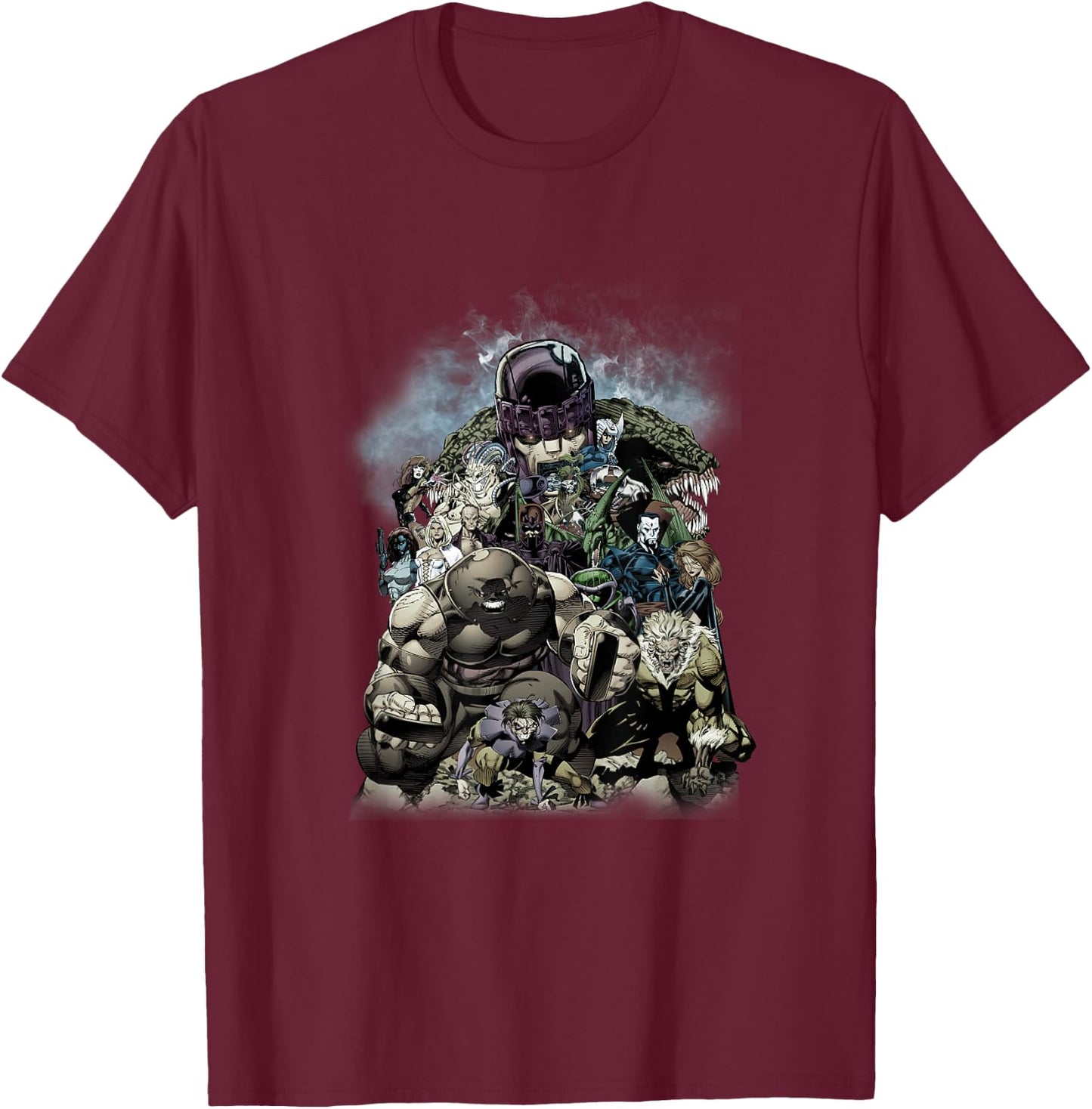 Marvel X-Men Rogues Gallery Iconic Villains Retro Group Shot T-Shirt - T-Shirt | Maroon