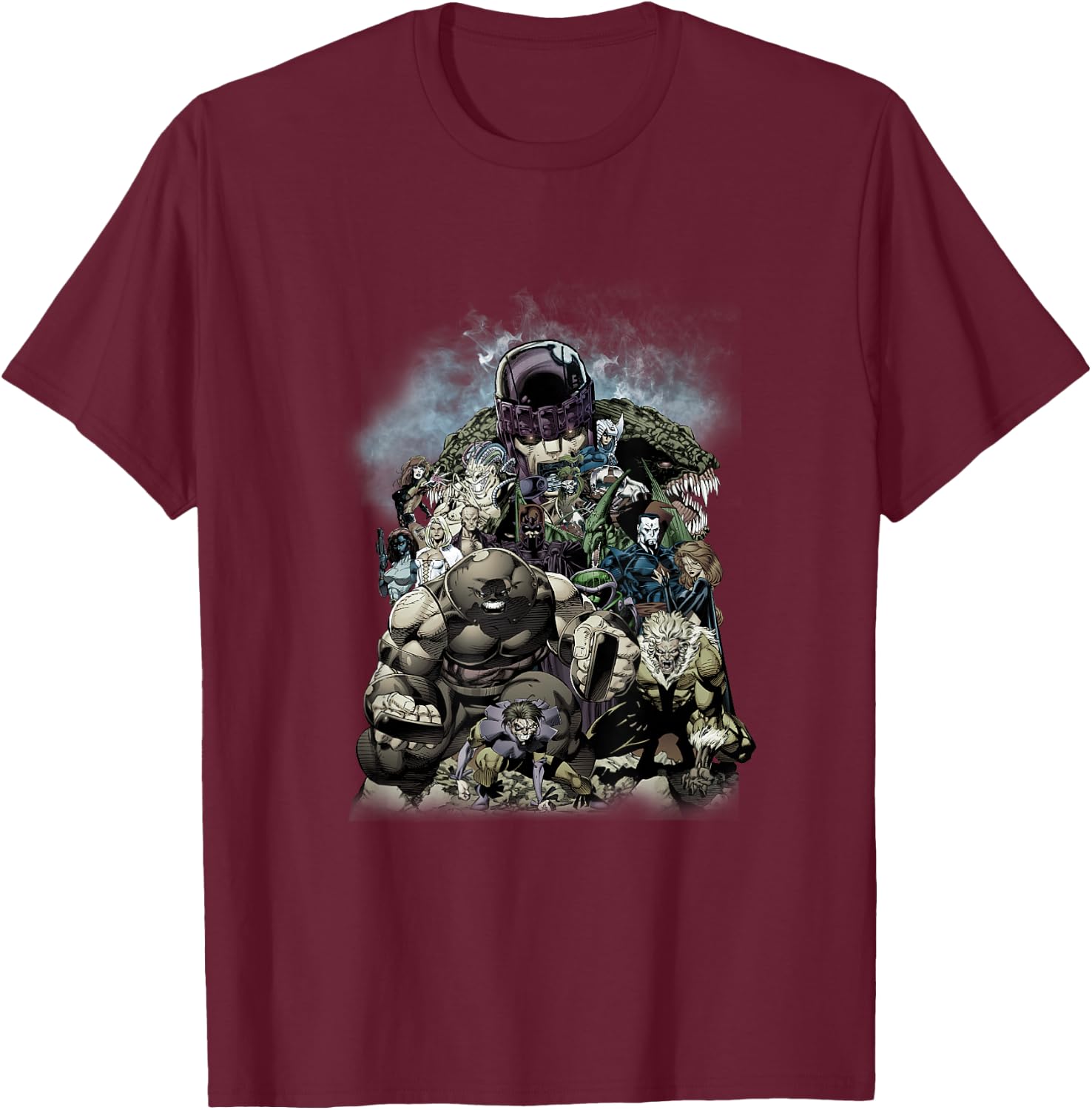 Marvel X-Men Rogues Gallery Iconic Villains Retro Group Shot T-Shirt - T-Shirt | Maroon