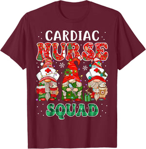 Cardiac Nurse Cute Christmas Gnomes Costume Cardiology Nurse T-Shirt - T-Shirt | Maroon