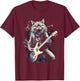 Cat Playing Bass Guitar Guitarist Rocker Cool T-Shirt - T-Shirt | Maroon