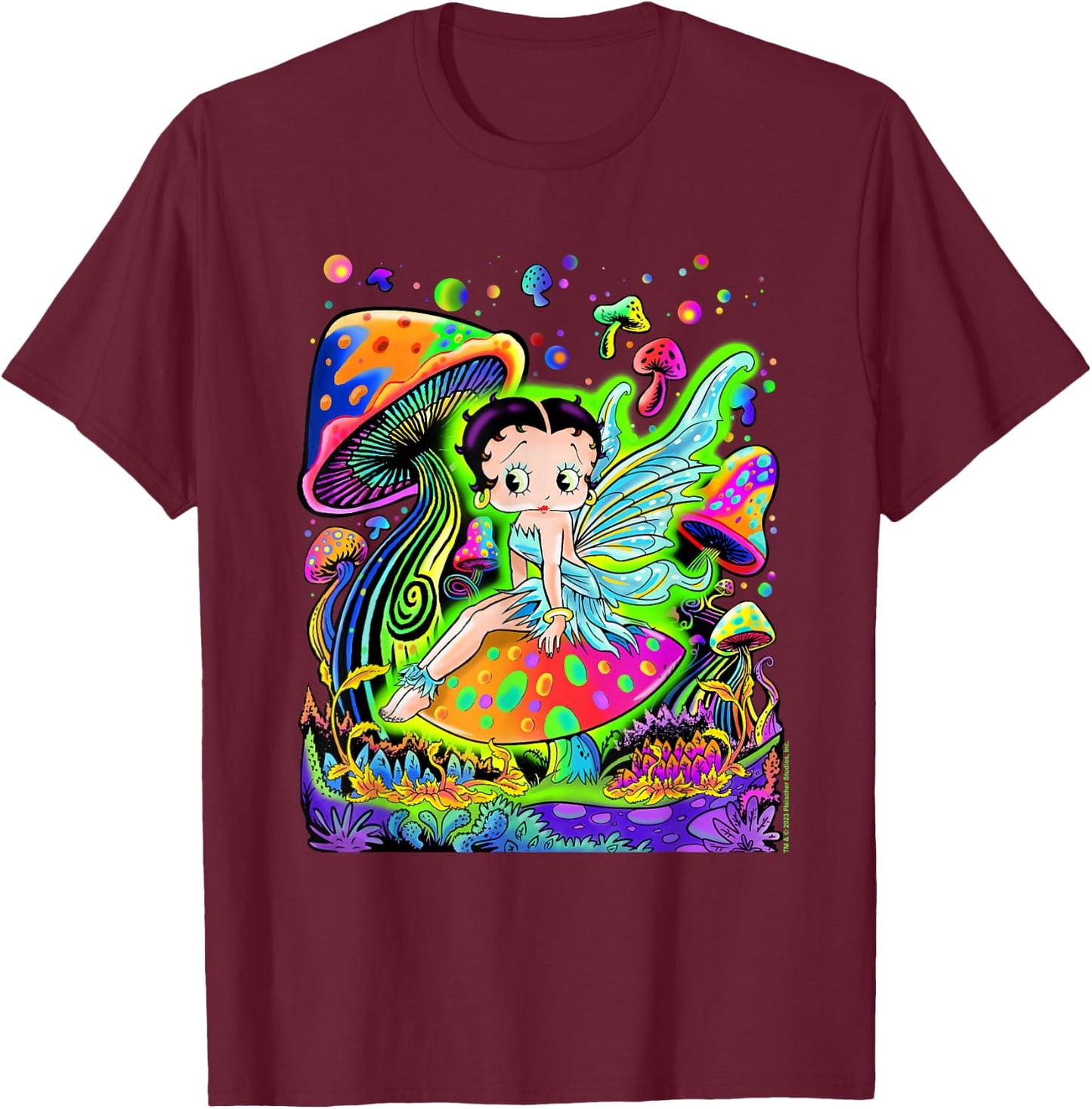 Betty Boop Blacklight Poster T-Shirt - T-Shirt | Maroon