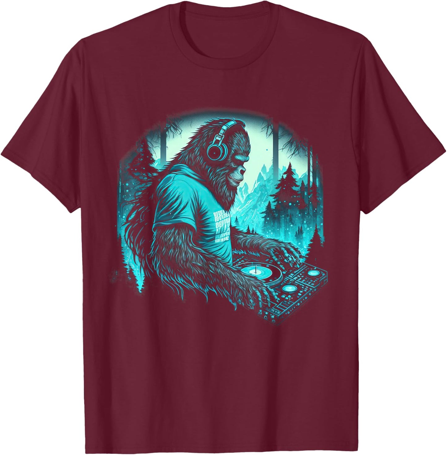 DJ Bigfoot Headphone EDM Music T-Shirt - T-Shirt | Maroon