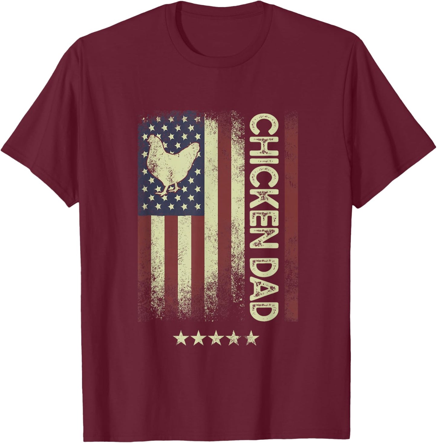 USA American Flag - Chicken Dad T-Shirt - T-Shirt | Maroon