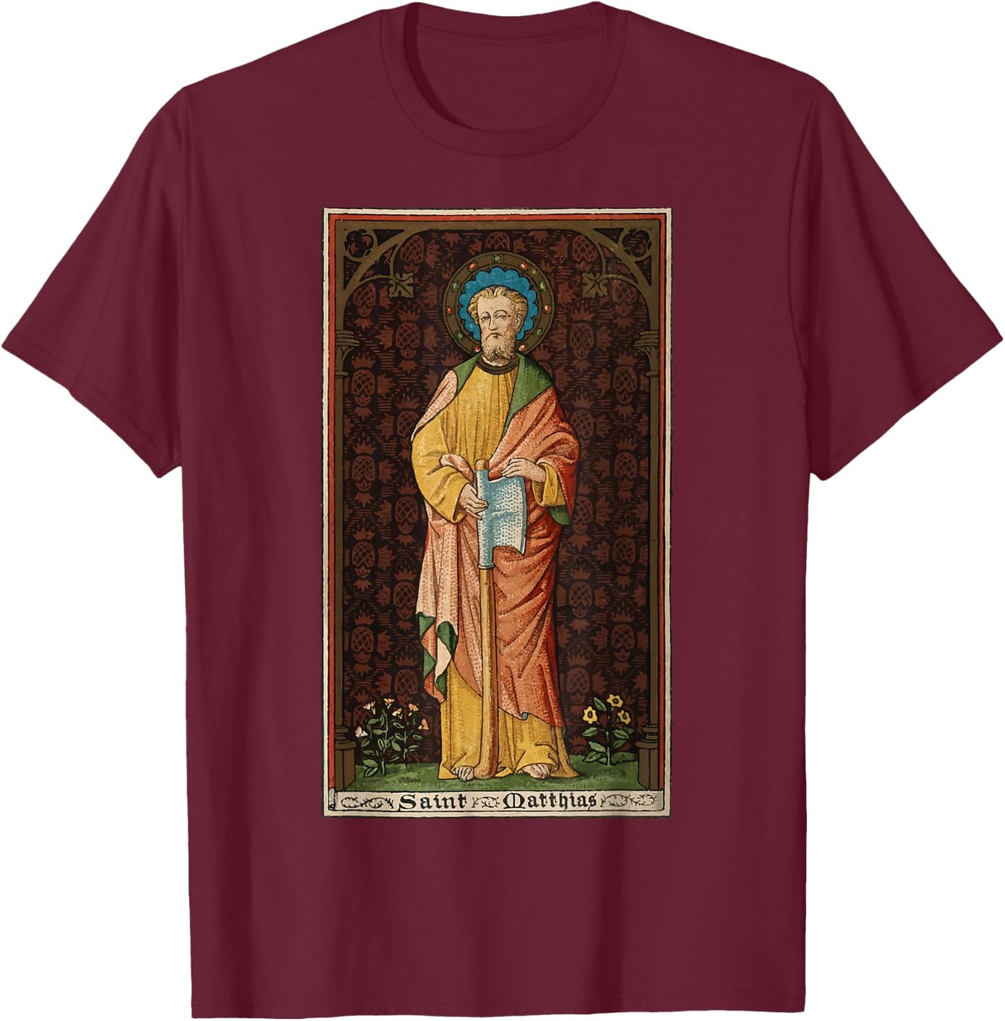 St Matthias the Apostle Axe Vintage Catholic Patron Saint T-Shirt - T-Shirt | Maroon