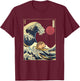 Hedgehog Japanese Kanagawa Wave Funny Surf Animal T-Shirt - T-Shirt | Maroon