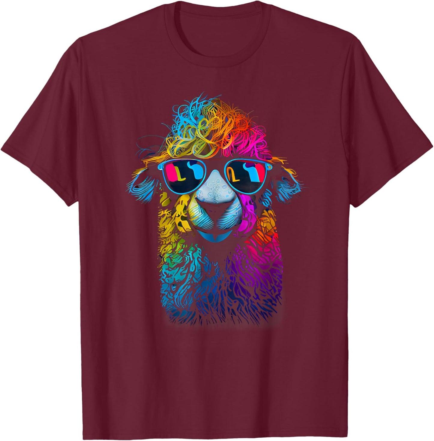 Lama Colorful Cool Alpaca Alpacalover T-Shirt - T-Shirt | Maroon