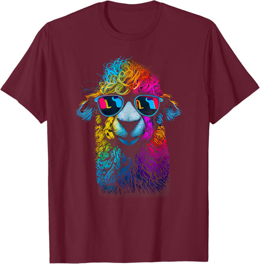 Lama Colorful Cool Alpaca Alpacalover T-Shirt - T-Shirt | Maroon