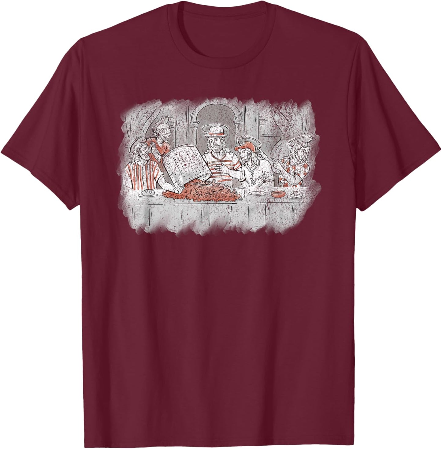 Last Supper Crab Boil Crawfish Funny Jesus Christian God T-Shirt - T-Shirt | Maroon