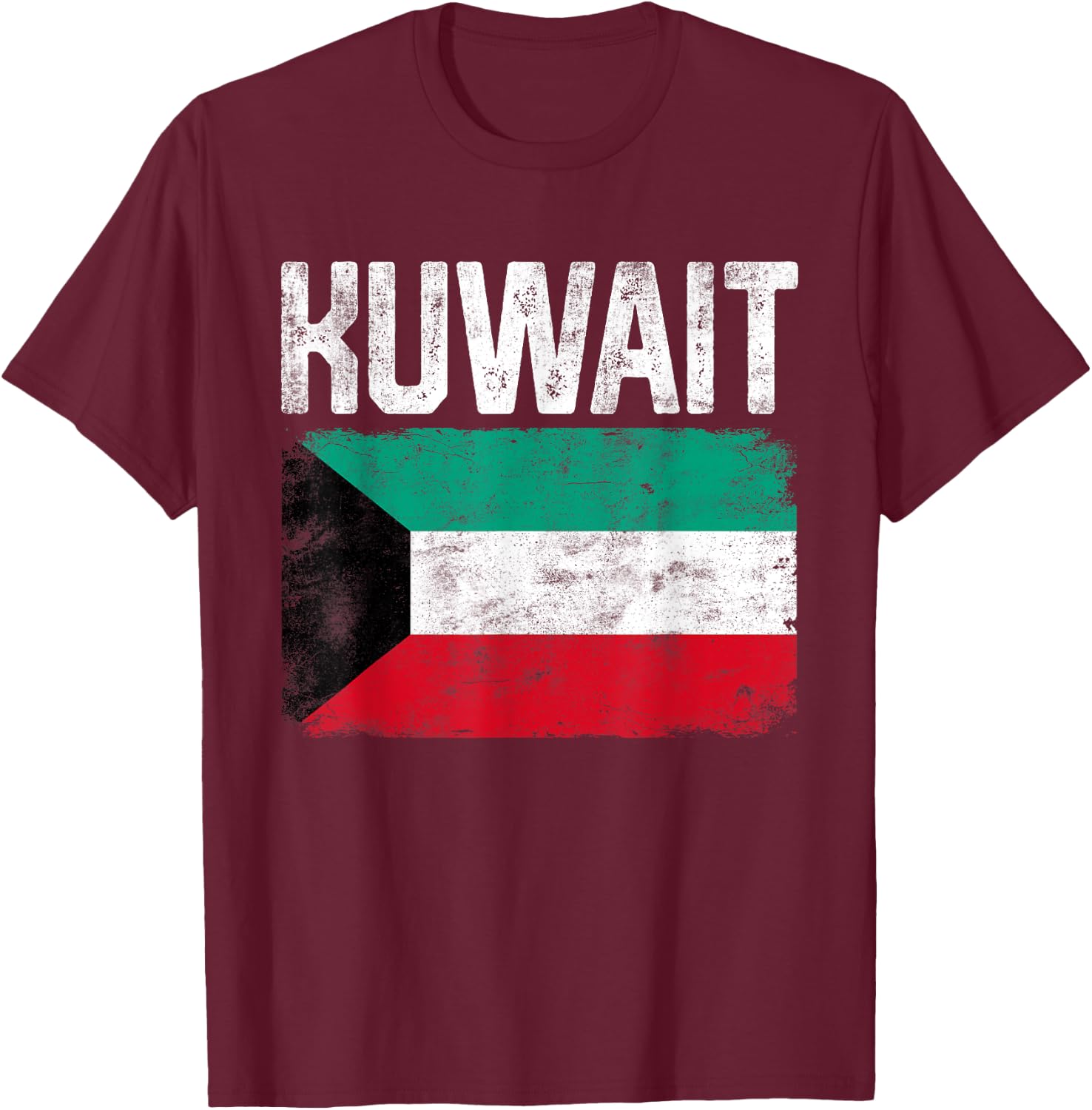 Men Women Kids Patriotic Distressed Retro Kuwait Flag T-Shirt - T-Shirt | Maroon
