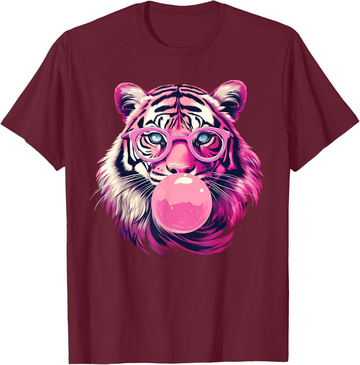 Women's Tiger Tiger Face Wild Animal Cute Tiger T-Shirt - T-Shirt | Maroon