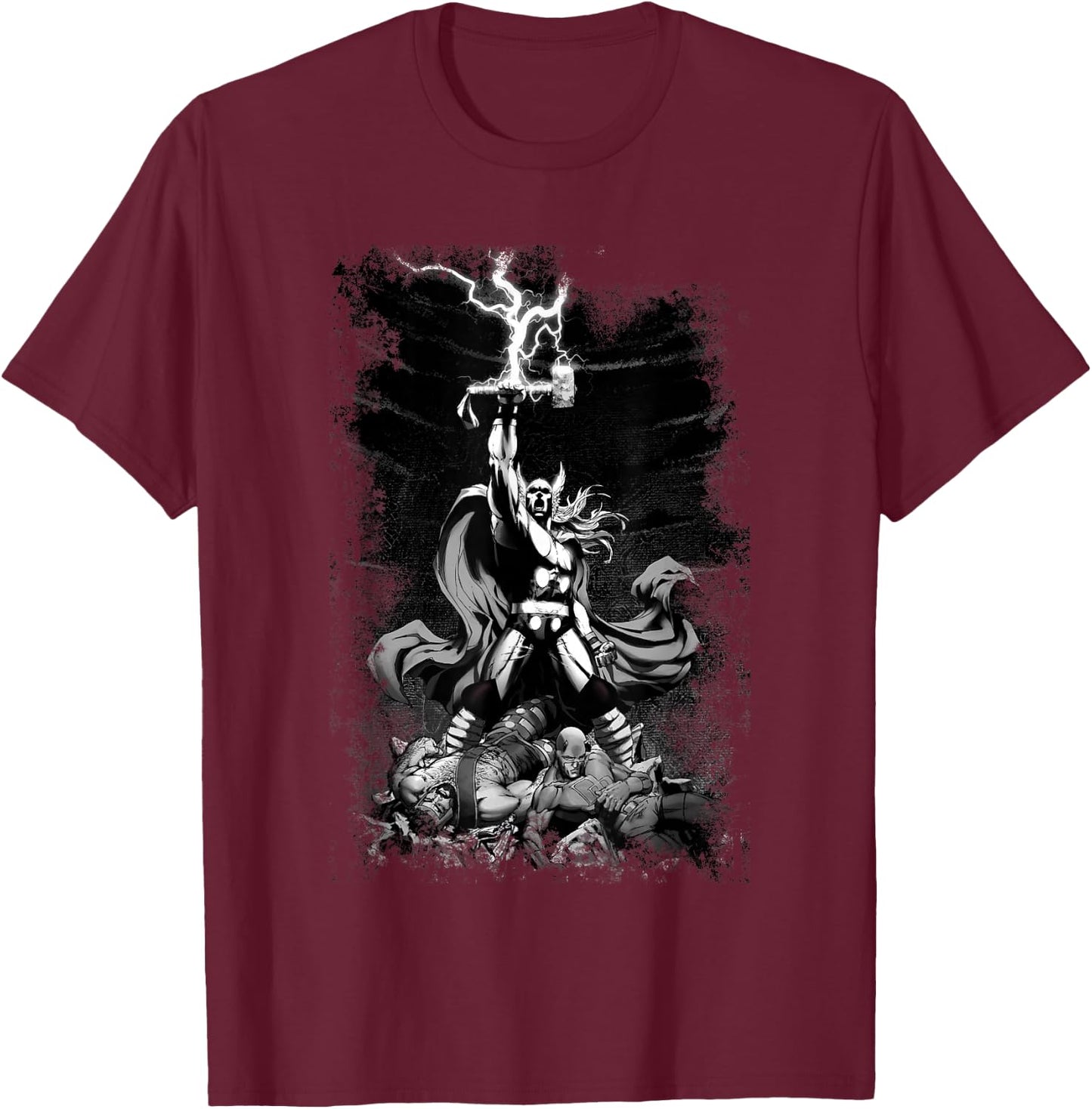Marvel Comics Retro Classic Thor God Thunder Victory Poster T-Shirt - T-Shirt | Maroon