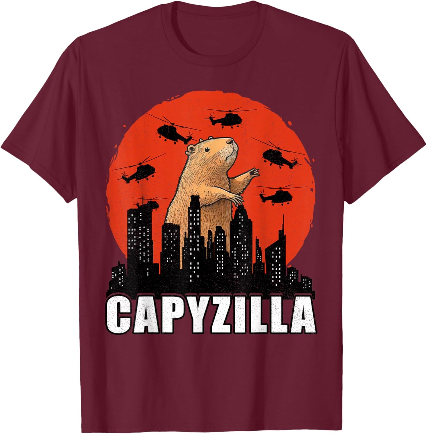 Capybara Shirt Funny Capybara Rodent Capyzilla Funny T-Shirt - T-Shirt | Maroon