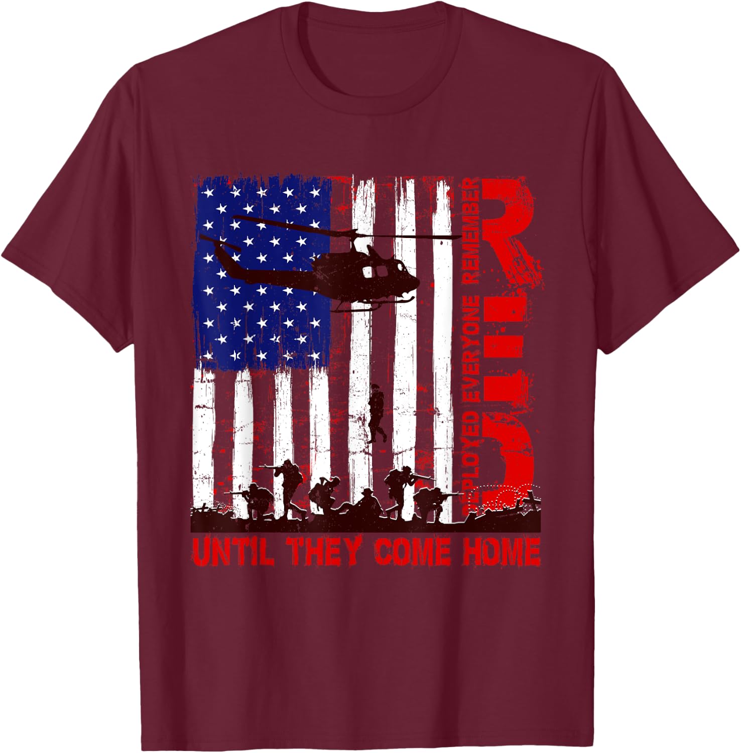 RED Friday Remember Everyone Deployed US Flag Army Vintage T-Shirt - T-Shirt | Maroon