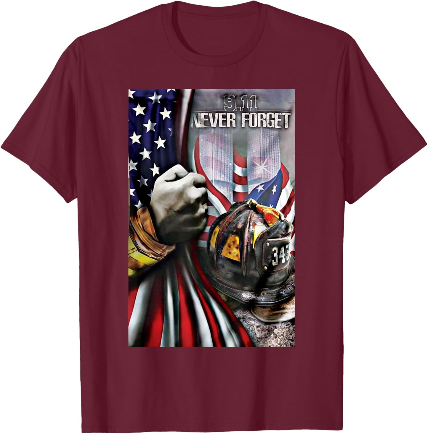 Remember 9-11 American Patriotic 20th Anniversary T-Shirt - T-Shirt | Maroon