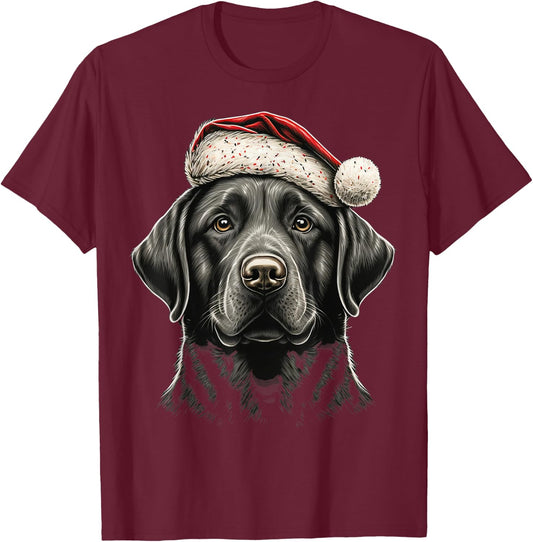Xmas Labrador Santa on Christmas Labrador Retriever T-Shirt - T-Shirt | Maroon