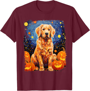 Golden Retriever Halloween T-Shirt - T-Shirt | Maroon