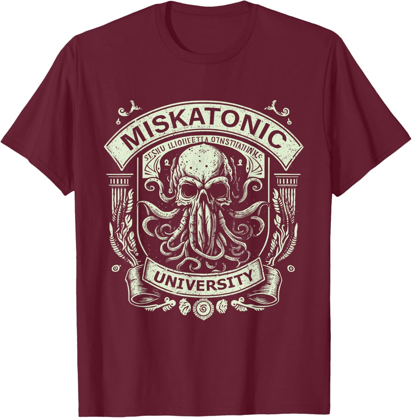 SAMURAI - Monster's Cryptozoology & Cryptids Cthulhu Miskatonic University - -Adults - Black - Small - Short Sleeve - Classic Fit - Halloween - Horror T-Shirt - T-Shirt | Maroon