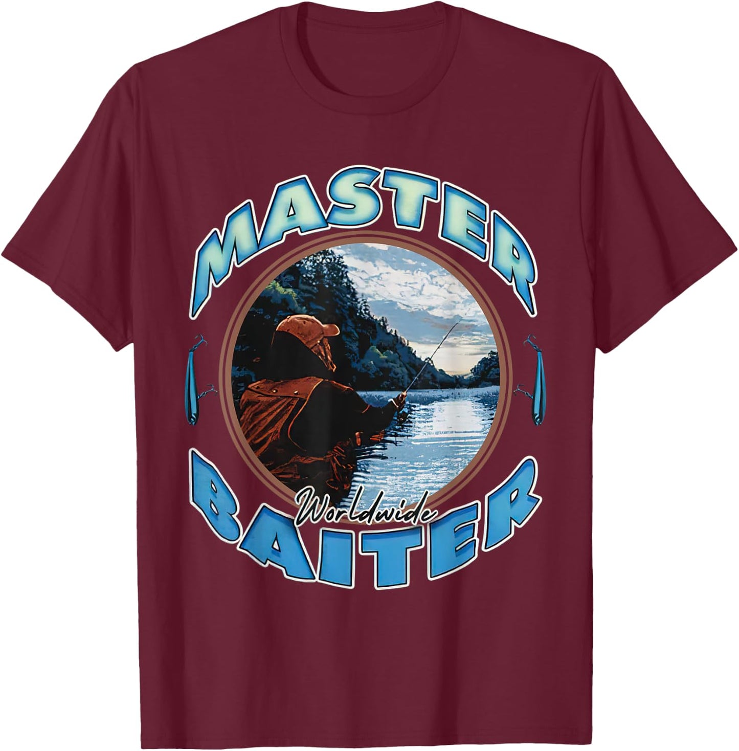 Master Baiter Worldwide Fishing Enthusiast T-Shirt - T-Shirt | Maroon