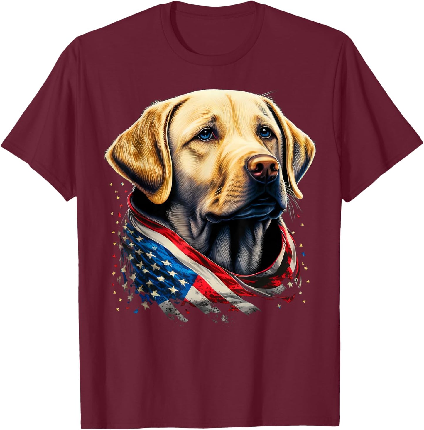 USA 4th Of July Yellow Patriotic American Labrador Retriever T-Shirt - T-Shirt | Maroon
