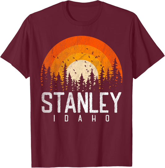 Stanley Idaho ID Shirt Retro Style Vintage 70s 80s 90s Gift T-Shirt - T-Shirt | Maroon