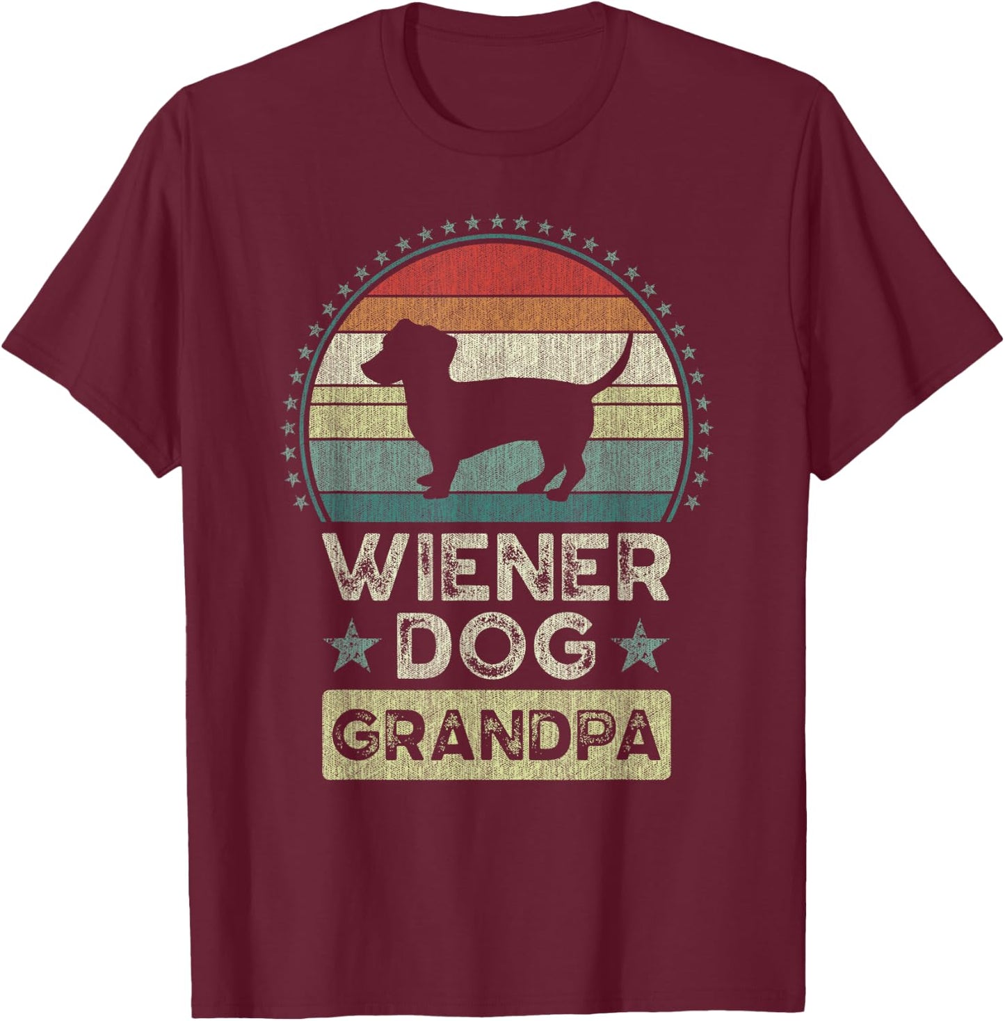 Wiener Dog Grandpa, Father's Day, Dachshund, Grandfather T-Shirt - T-Shirt | Maroon