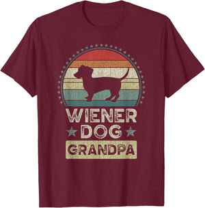 Wiener Dog Grandpa, Father's Day, Dachshund, Grandfather T-Shirt - T-Shirt | Maroon