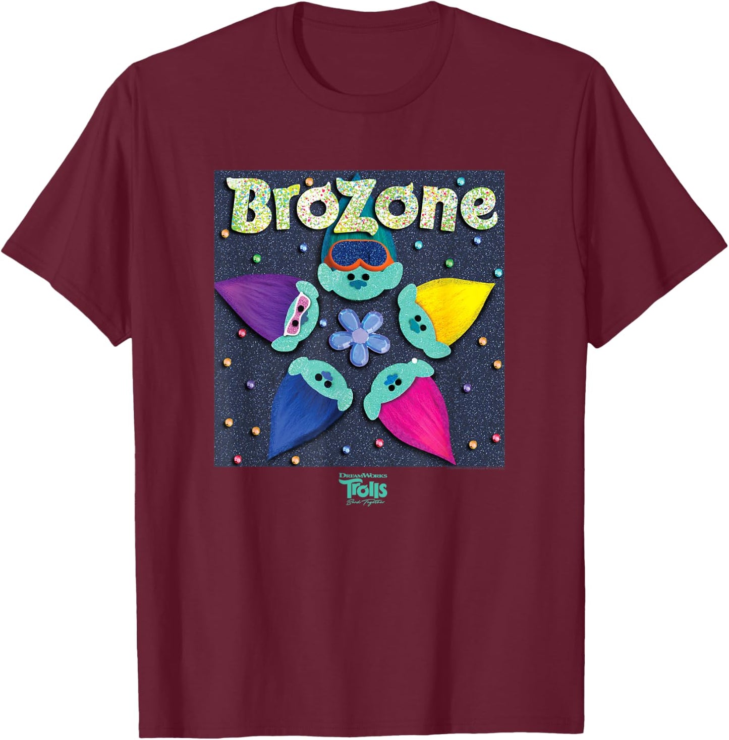 DreamWorks Trolls Band Together Psychedelic T-Shirt - T-Shirt | Maroon