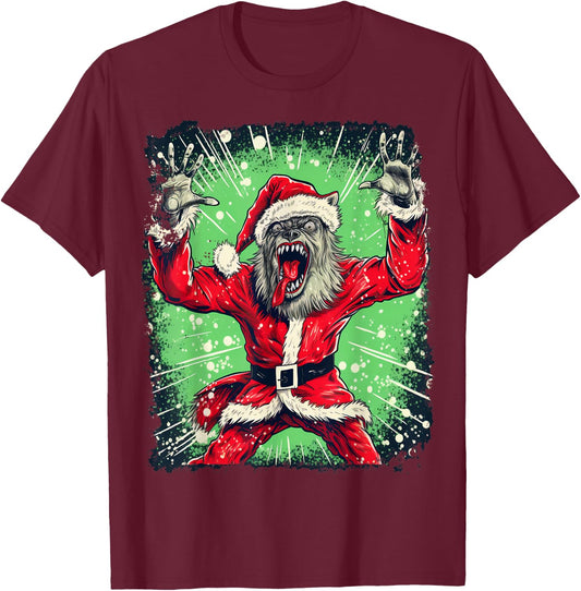 Werewolf Scary Christmas T-Shirt - T-Shirt | Maroon