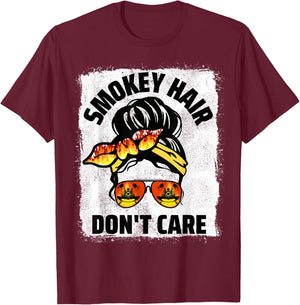 Firefighting Hair Don't Care Messy Bun Firefighter Women T-Shirt - T-Shirt | Maroon
