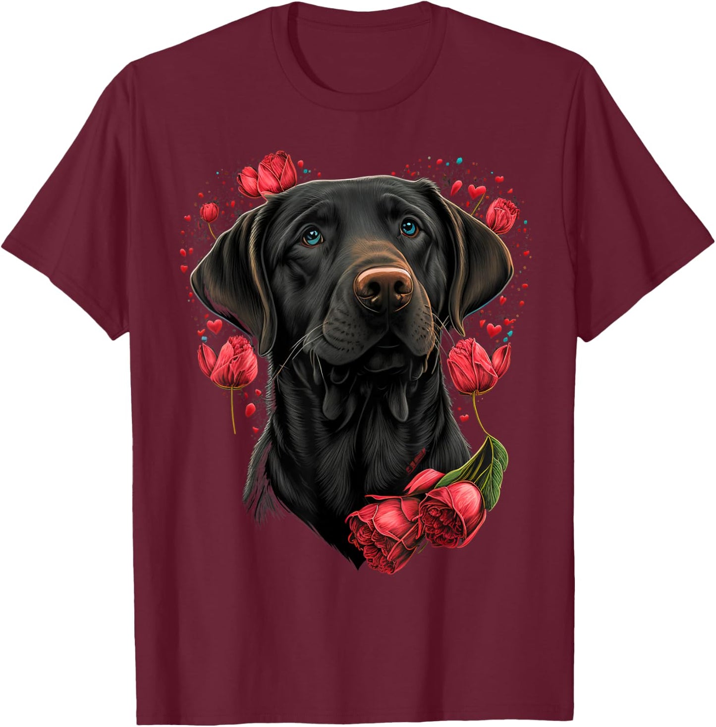 Two Labradors Valentines Day Love Couple Labrador Retriever T-Shirt - T-Shirt | Maroon